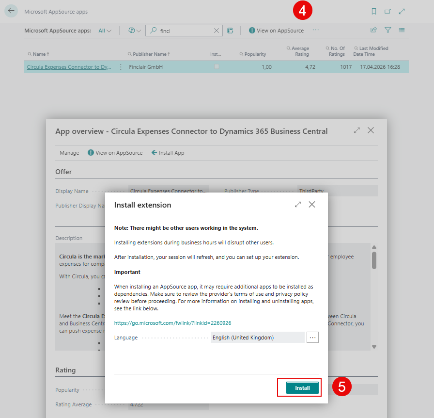 “Install Extension” confirmation dialog