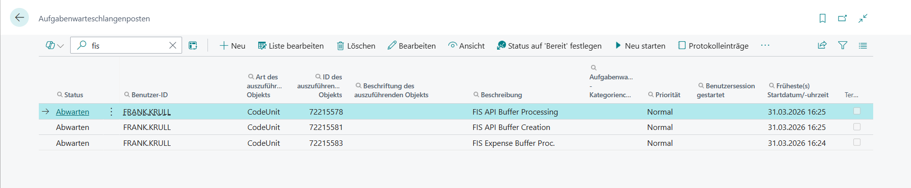 Aufgabenwarteschlangenposten des Circula Connectors (FIS …)