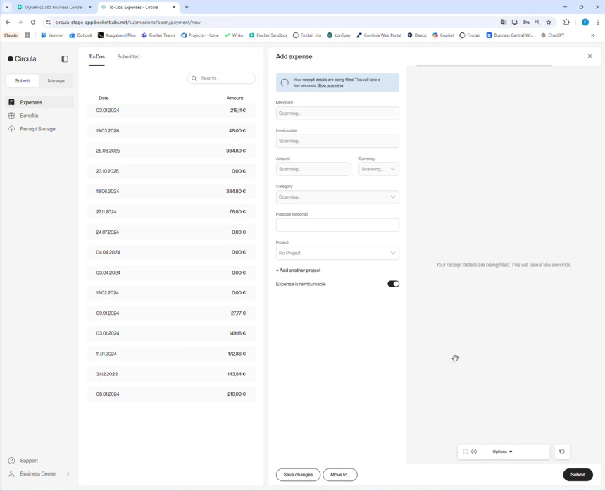 „Add expense" in der Circula-App